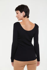 Pull côtelé à encolure en cœur