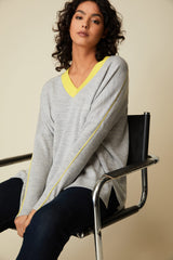 Pull en laine mérinos avec détail contrasté
