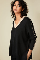 Pull en laine mérinos avec détail contrasté