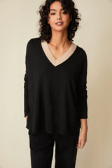 Merino wool sweater with contrasting detail