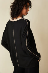 Pull en laine mérinos avec détail contrasté