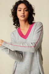 Pull en laine mérinos avec détail contrasté