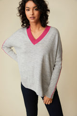 Pull en laine mérinos avec détail contrasté