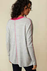 Pull en laine mérinos avec détail contrasté