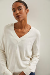 Saddle shoulder V neck sweater