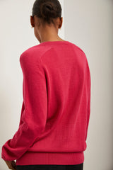 Saddle shoulder V neck sweater