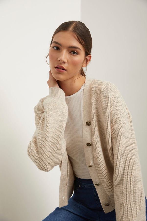 Cardigan with metallic buttons