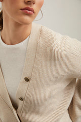 Cardigan with metallic buttons