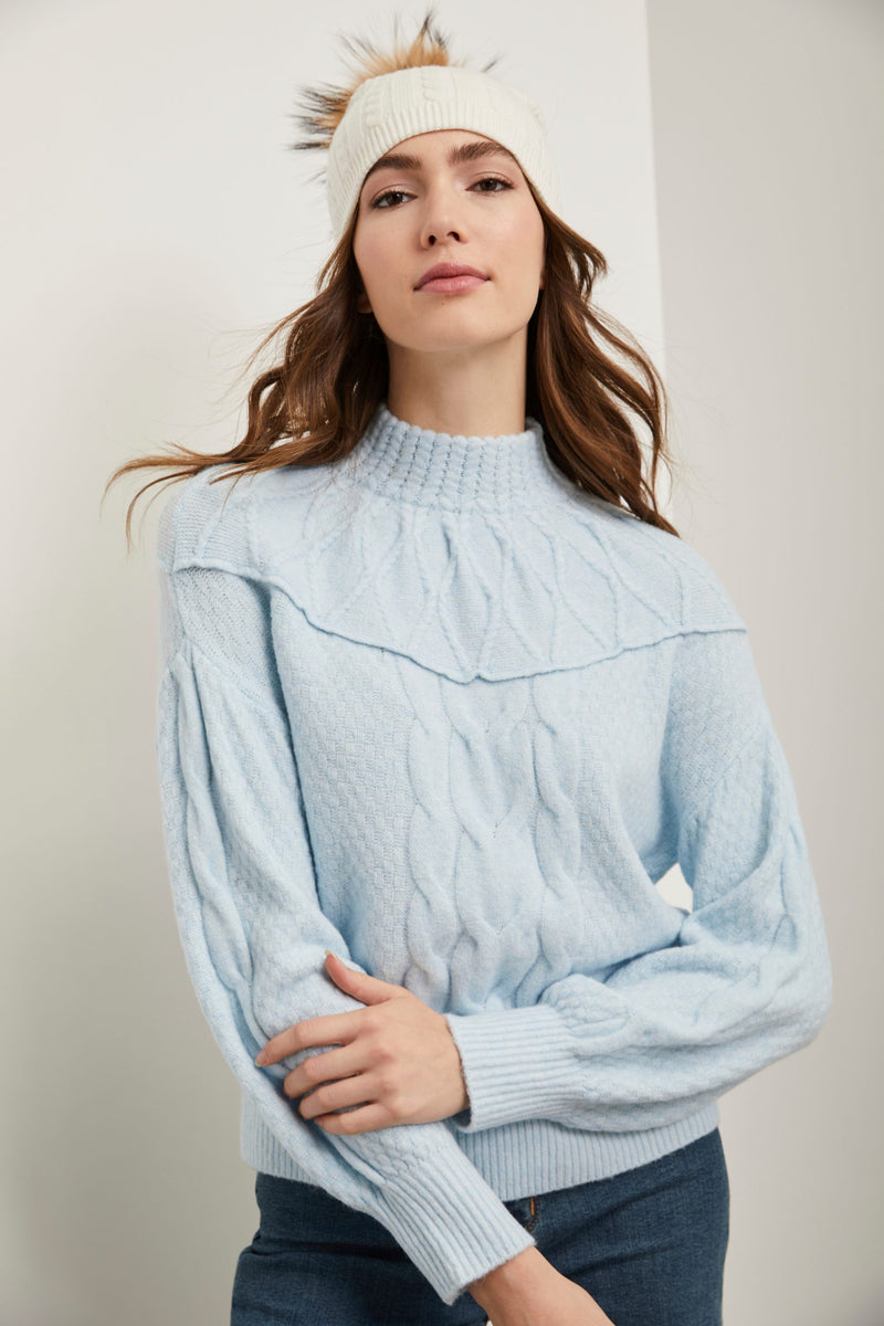 Mock neck sweater with puffy sleeves