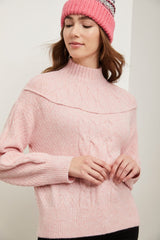 Mock neck sweater with puffy sleeves