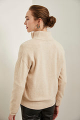 Mock neck sweater with front zipper