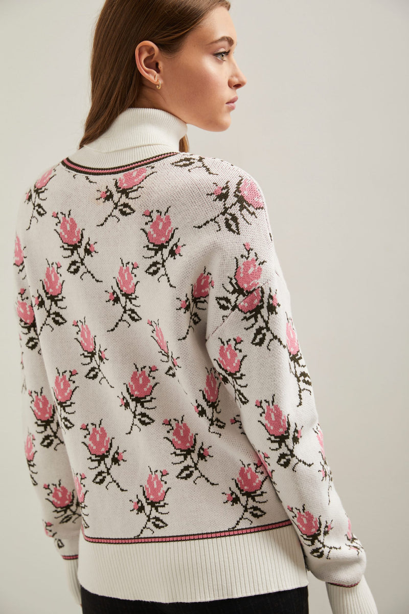 Floral turtle neck sweater