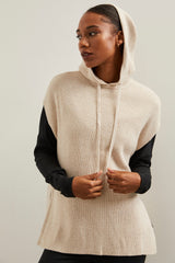 Sleeveless sweater with hood
