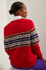 Raglan jacquard sweater