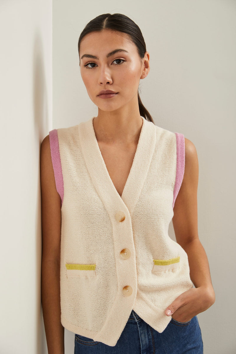 Knit vest with contrasting details