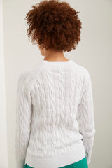 Crew neck cable knit sweater