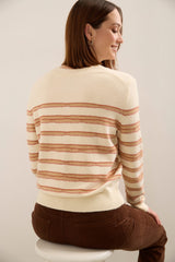 Crew Neck Sweater With Textured Stripes