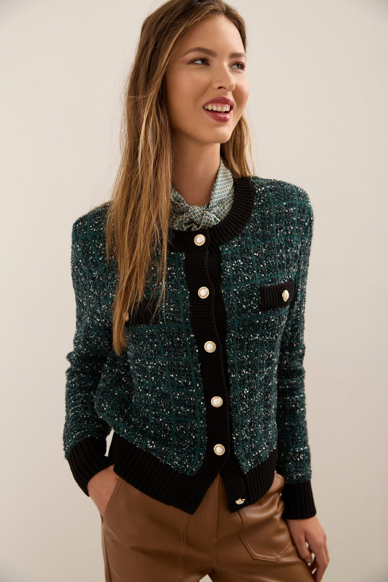 Textured Knit Buttoned Cardigan