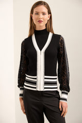 V neck Cardigan With Contrasting Detail