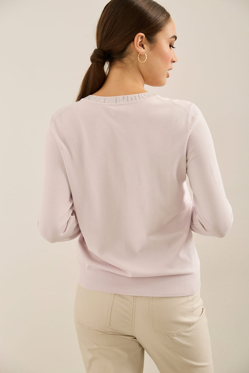 Rhinestones V-neck Sweater
