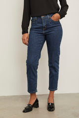 Pantalon taille haute à plis