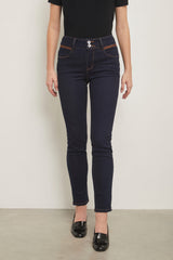 Jean slim push up taille haute avec ruban