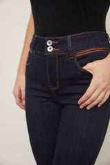Jean slim push up taille haute avec ruban