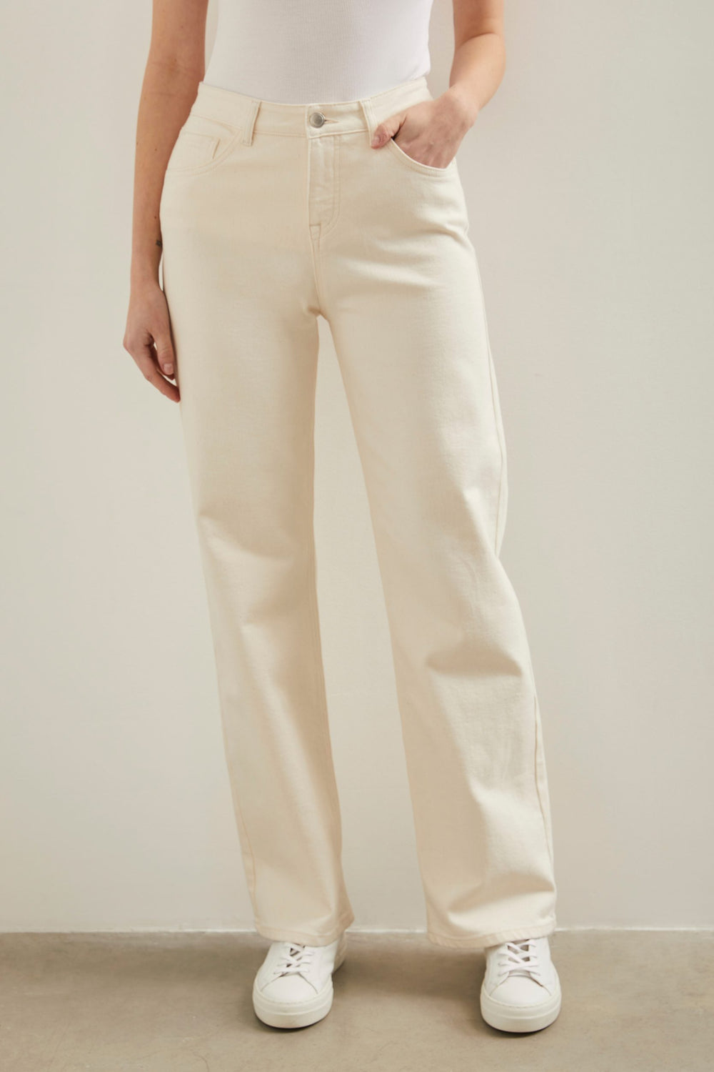 Pantalon jambe droite à taille haute