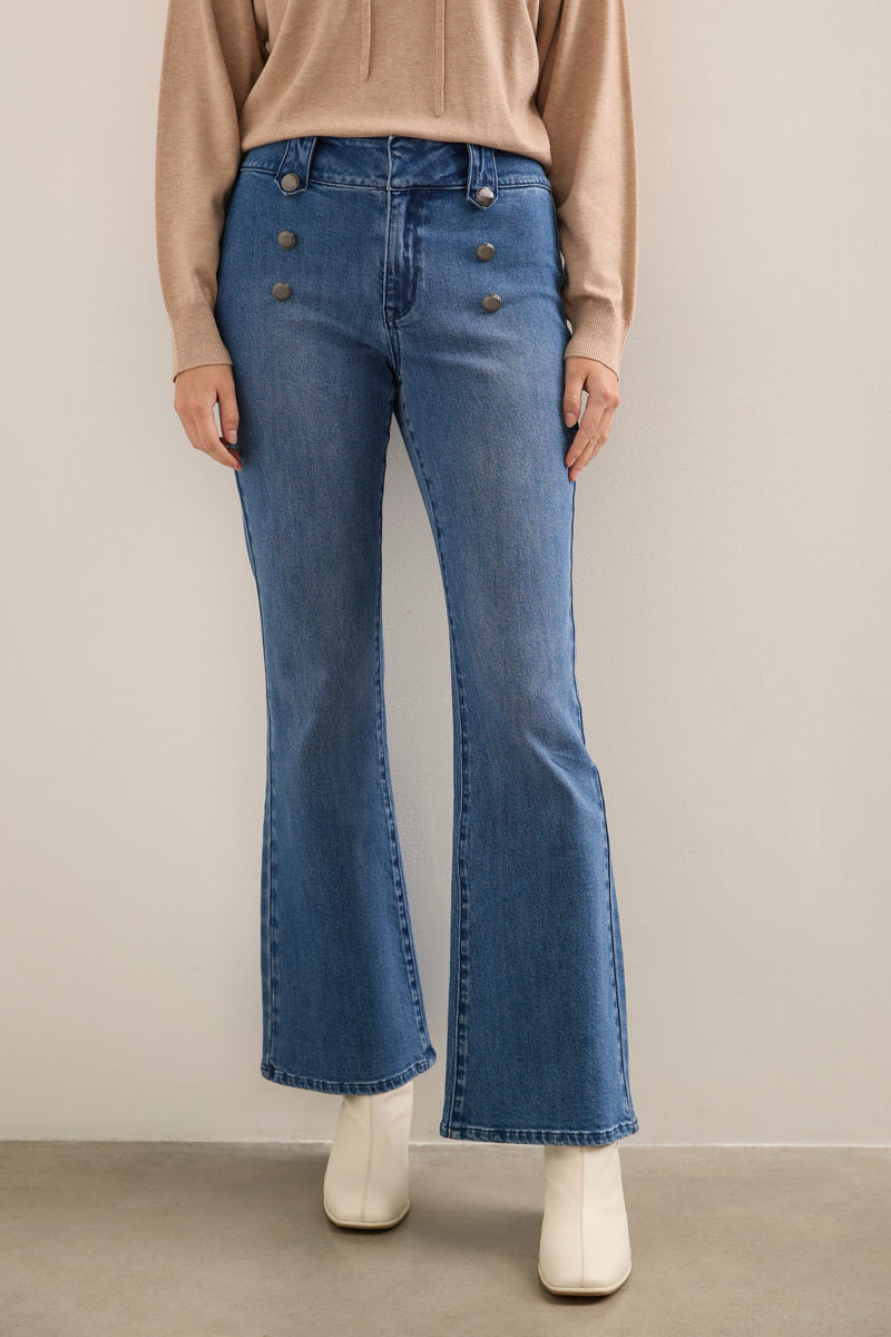 Flared High Waist Buttoned Jean