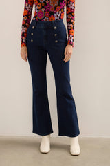 Flared high waisted button jeans