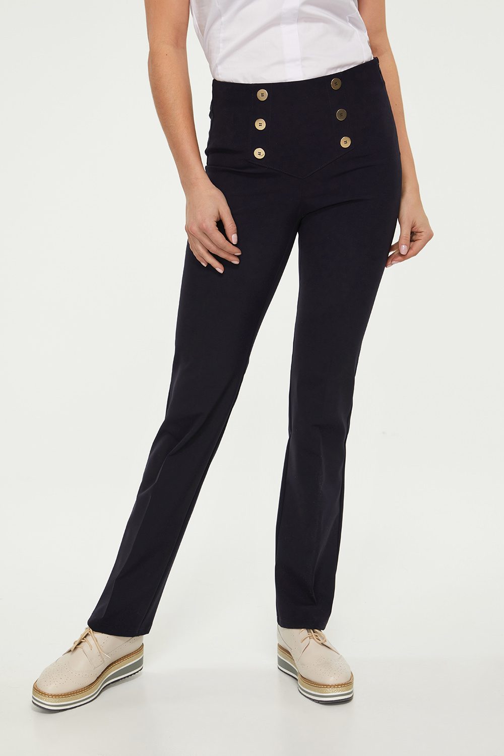 Pantalon taille haute jambe large de style marin