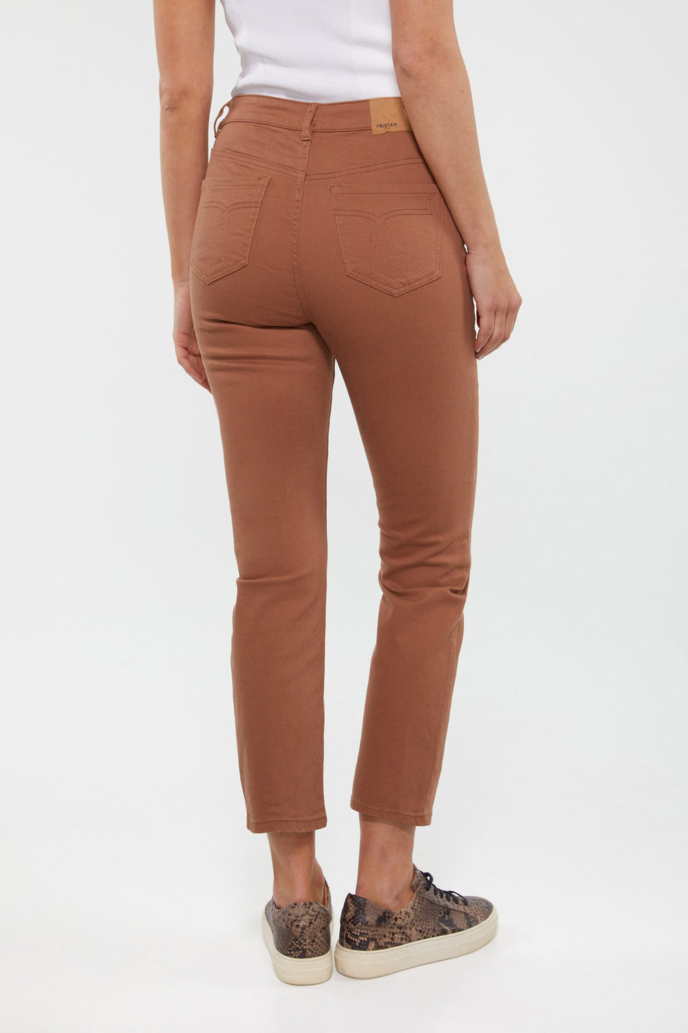 Pantalon taille haute écourté