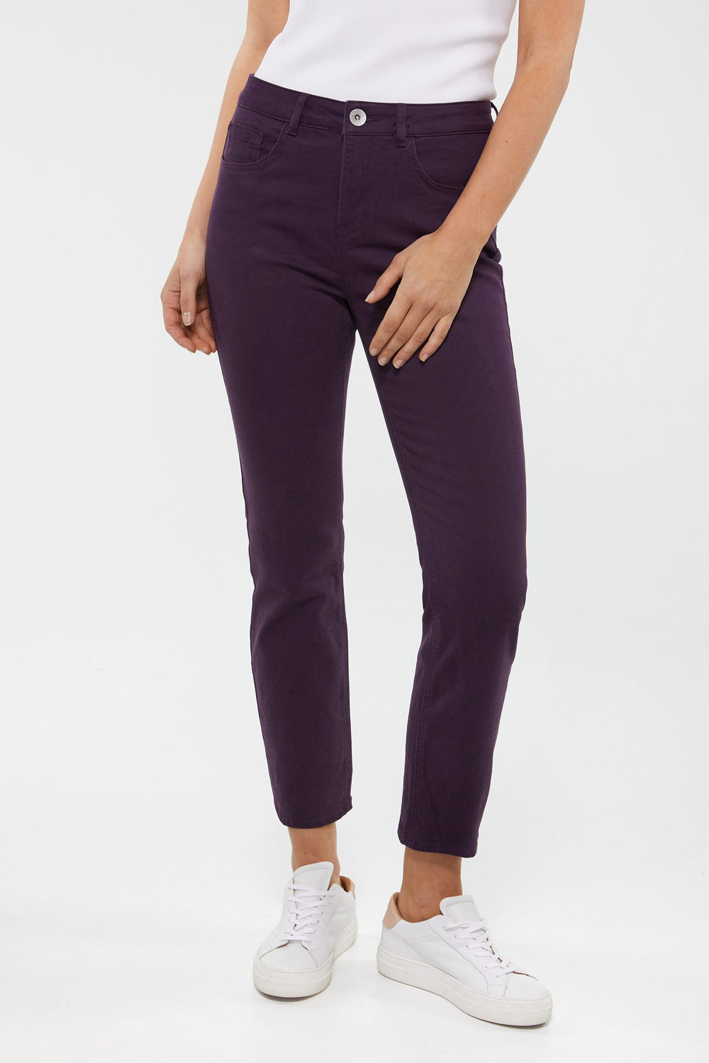 Pantalon taille haute écourté