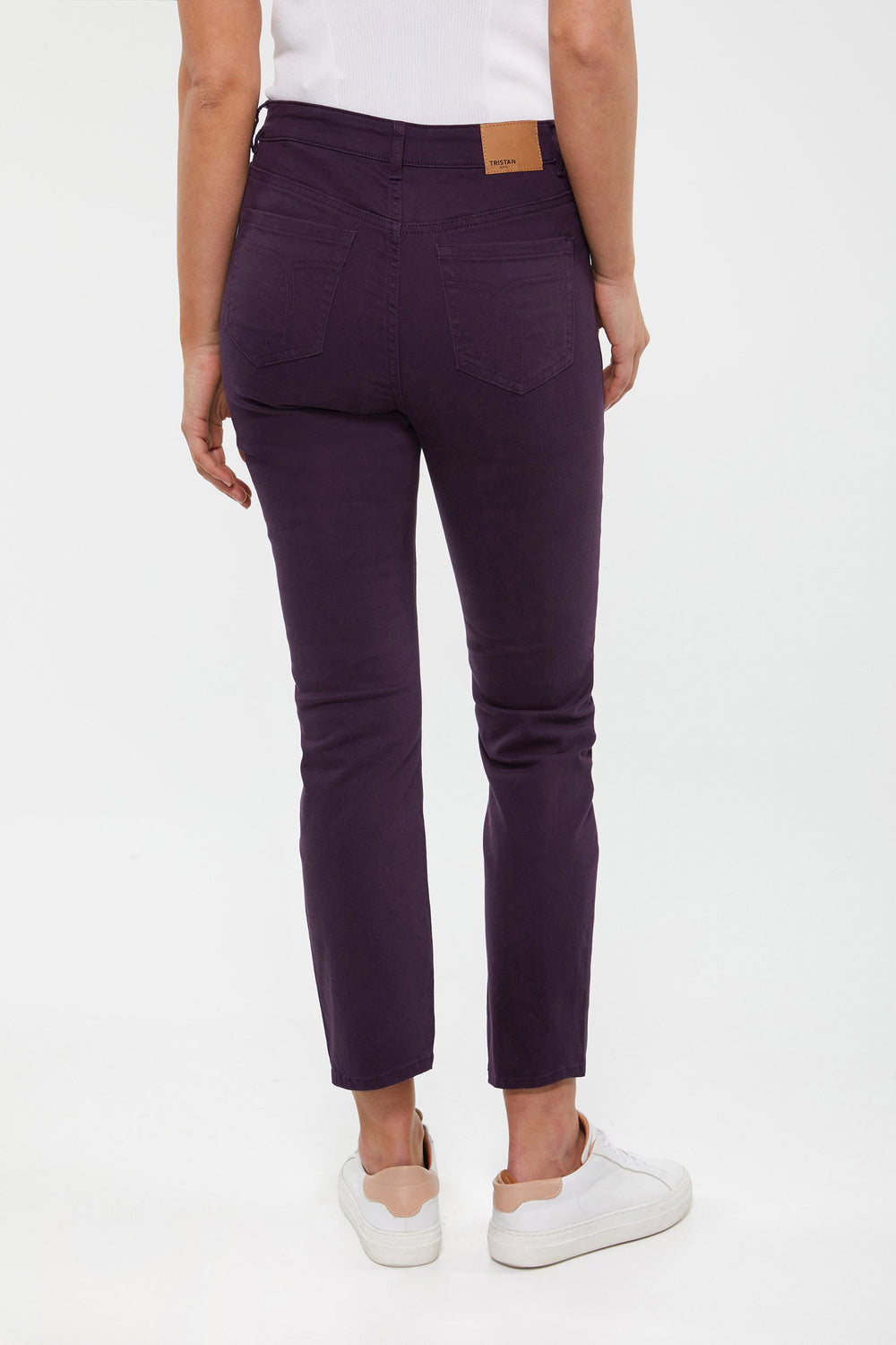 Pantalon taille haute écourté