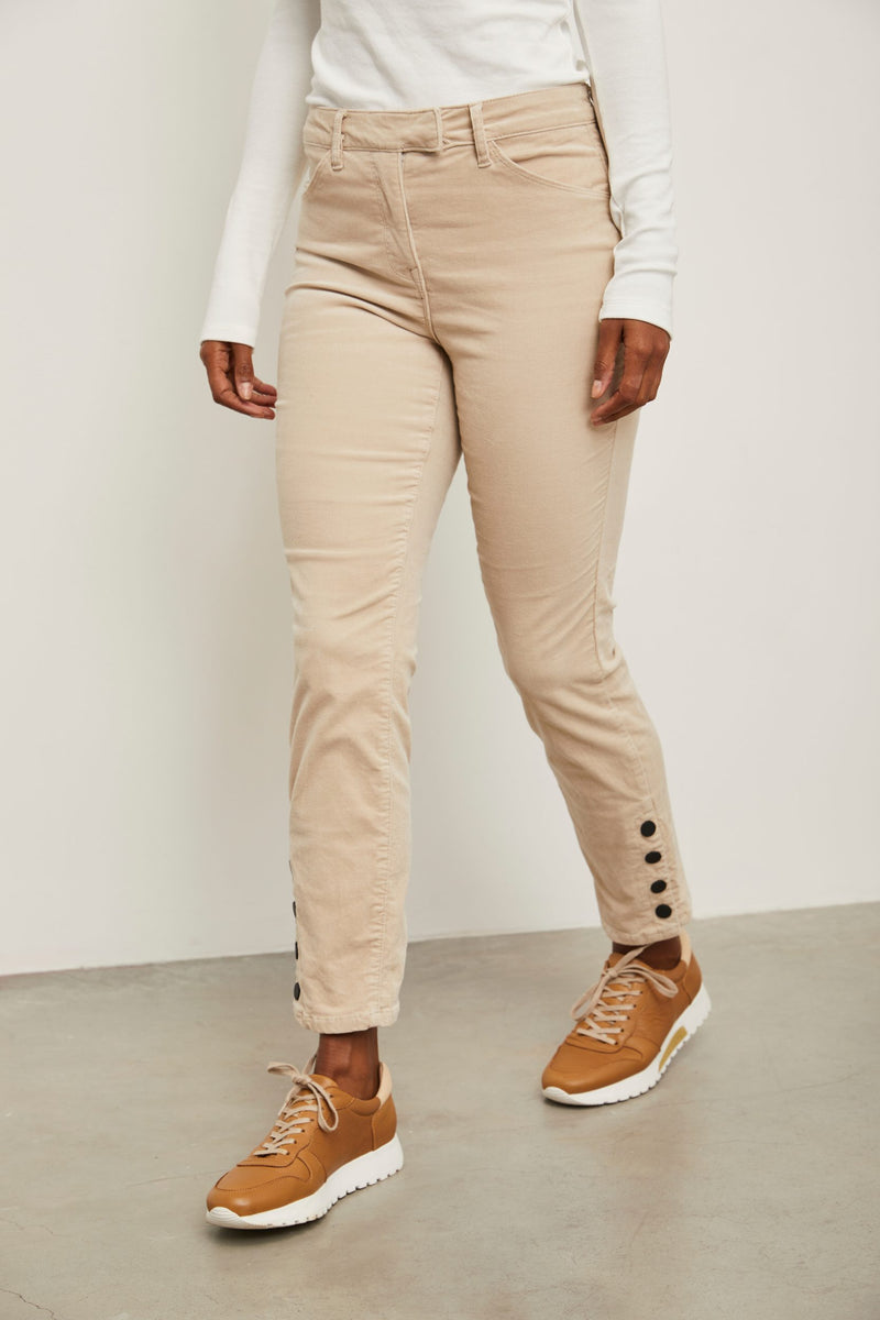 Push up corduroy pant with button detail