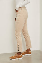 Pantalon push up en velours côtelé avec bouton