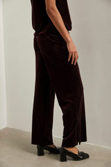 Velvet pant with elastic waist