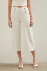Wide leg cropped pant with ela