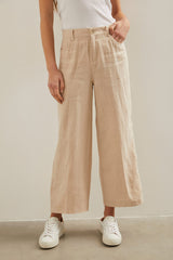 Wide leg crop high waist linen pant