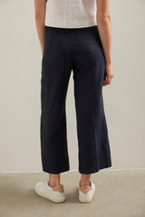 Wide leg crop high waist linen pant