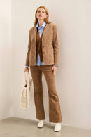 Corduroy High Waist Flare Pant With Buttons