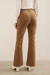 Corduroy High Waist Flare Pant With Buttons