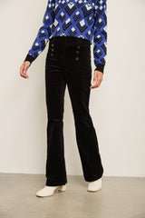 Corduroy High Waist Flare Pant With Buttons