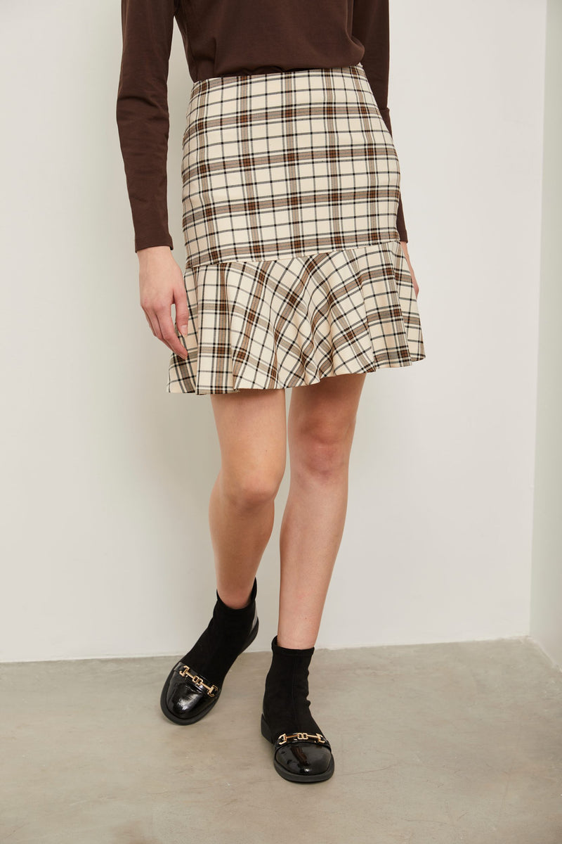 Plaid skirt with frill