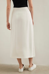 Long flared skirt with front slit