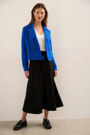 Flared Midi Ponte Skirt With Front Placket