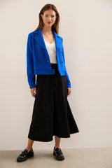 Flared Midi Ponte Skirt With Front Placket