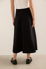 Flared Midi Ponte Skirt With Front Placket