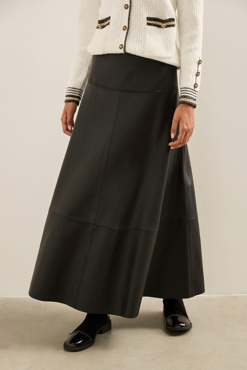 Long Vegan Leather Skirt