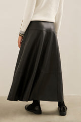 Long Vegan Leather Skirt